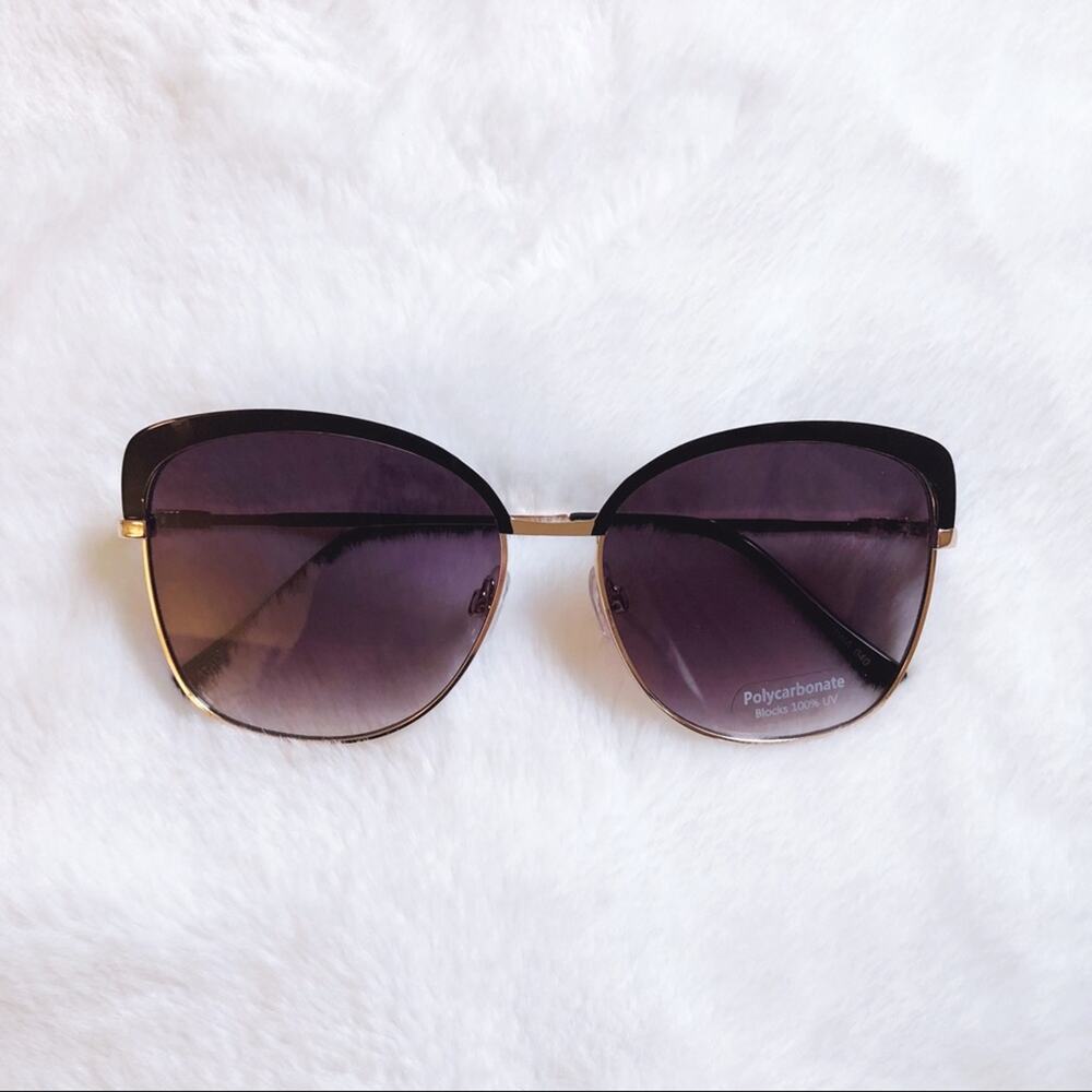Robbie Black Full Rim Retro Cat Eye Sunglasses